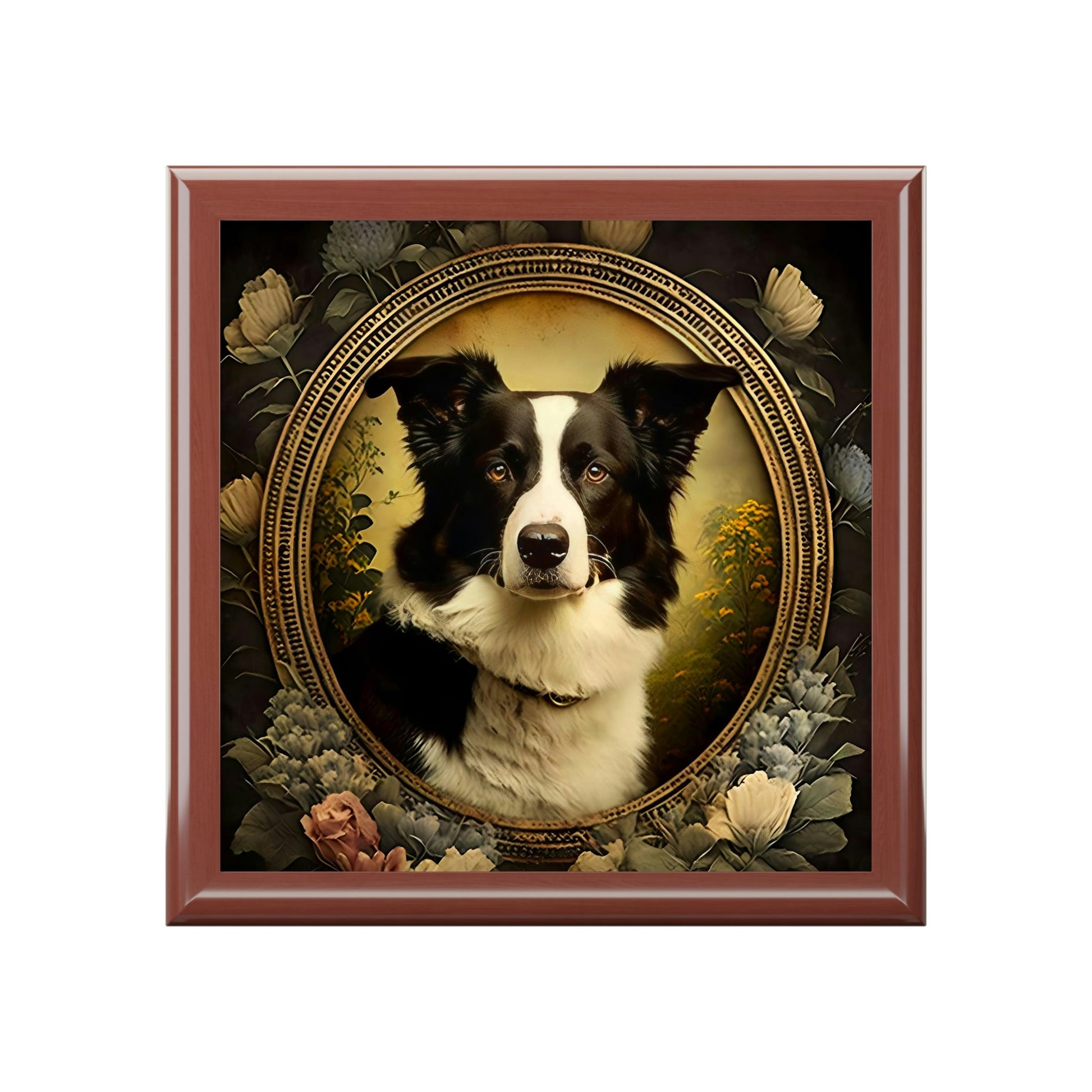 Vintage Art Nouveau Border Collie Jewelry Keepsake Box - Jewelry Travel Case, Birthday Gift Mom, Bridal Party Gift, Jewelry Case, Jewelry Box Girls
