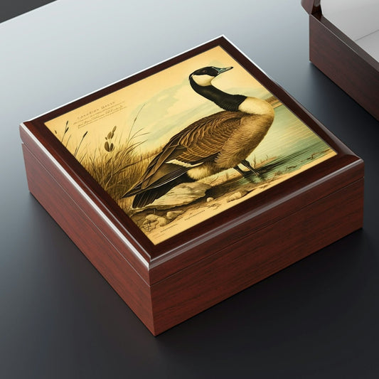 Vintage Canadian Goose Wooden Keepsake Jewelry Box