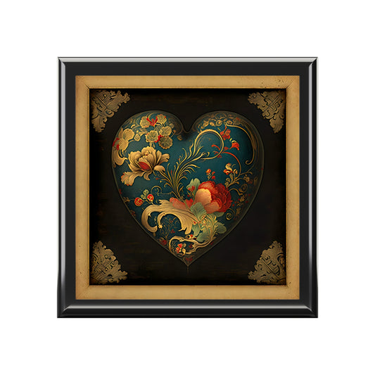 Vintage Chinese Folk Art Heart Gift and Jewelry Box