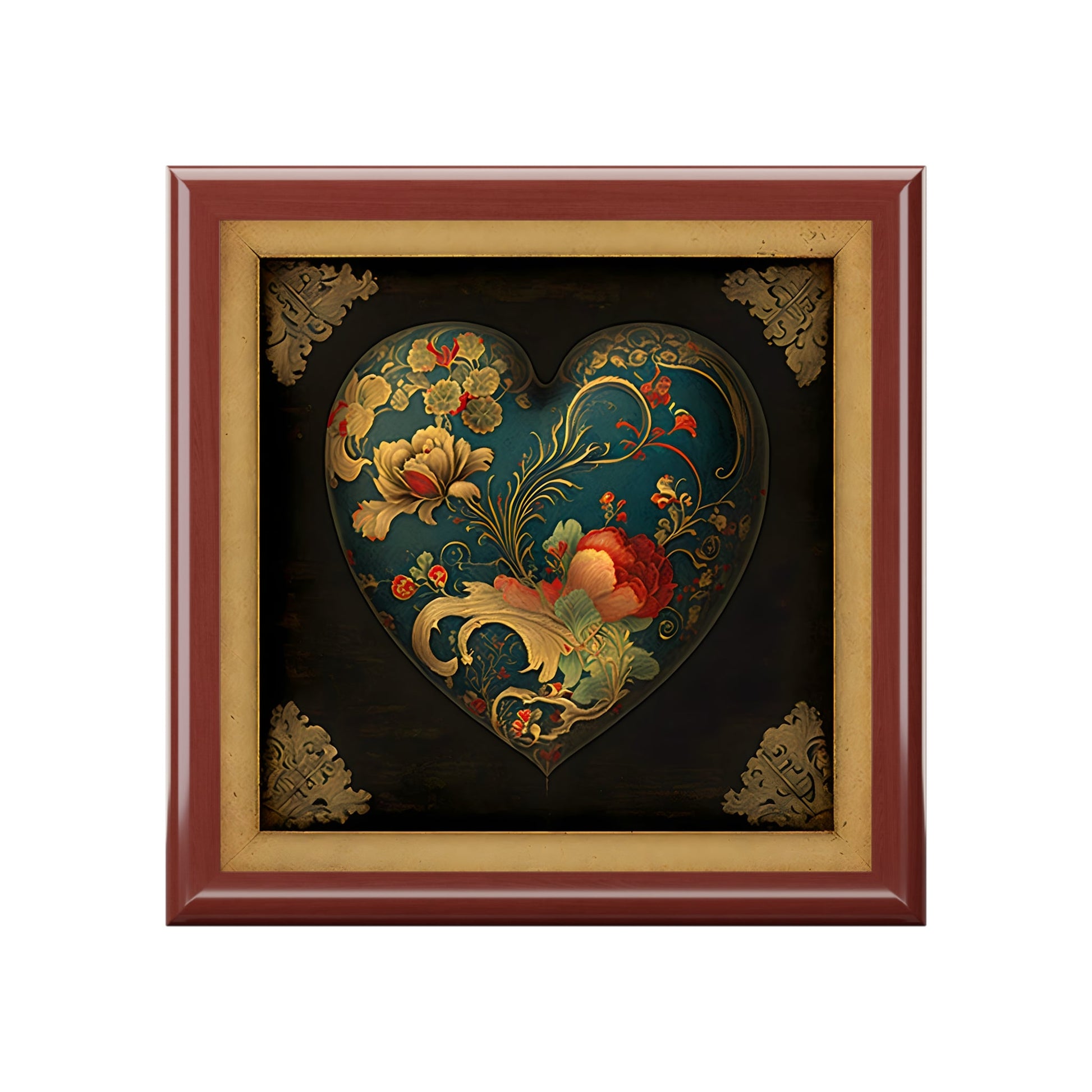 Vintage Chinese Folk Art Heart Gift and Jewelry Box