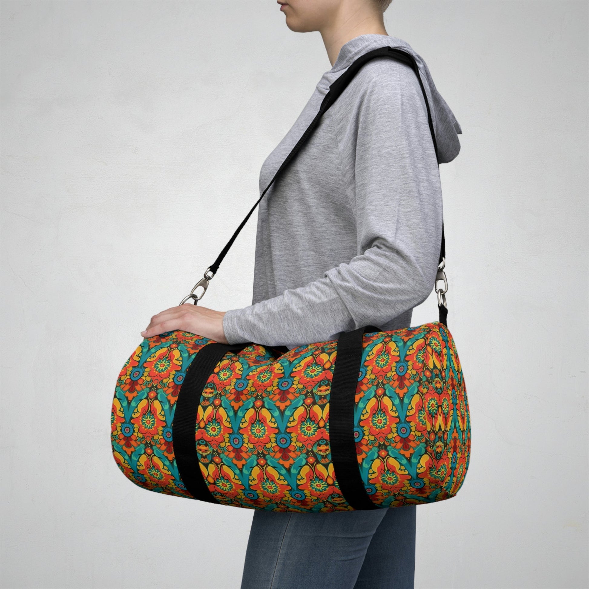 Vintage Floral Duffel Bag - Take a trip back to the 60's with this hippy inspired fairycore duffle