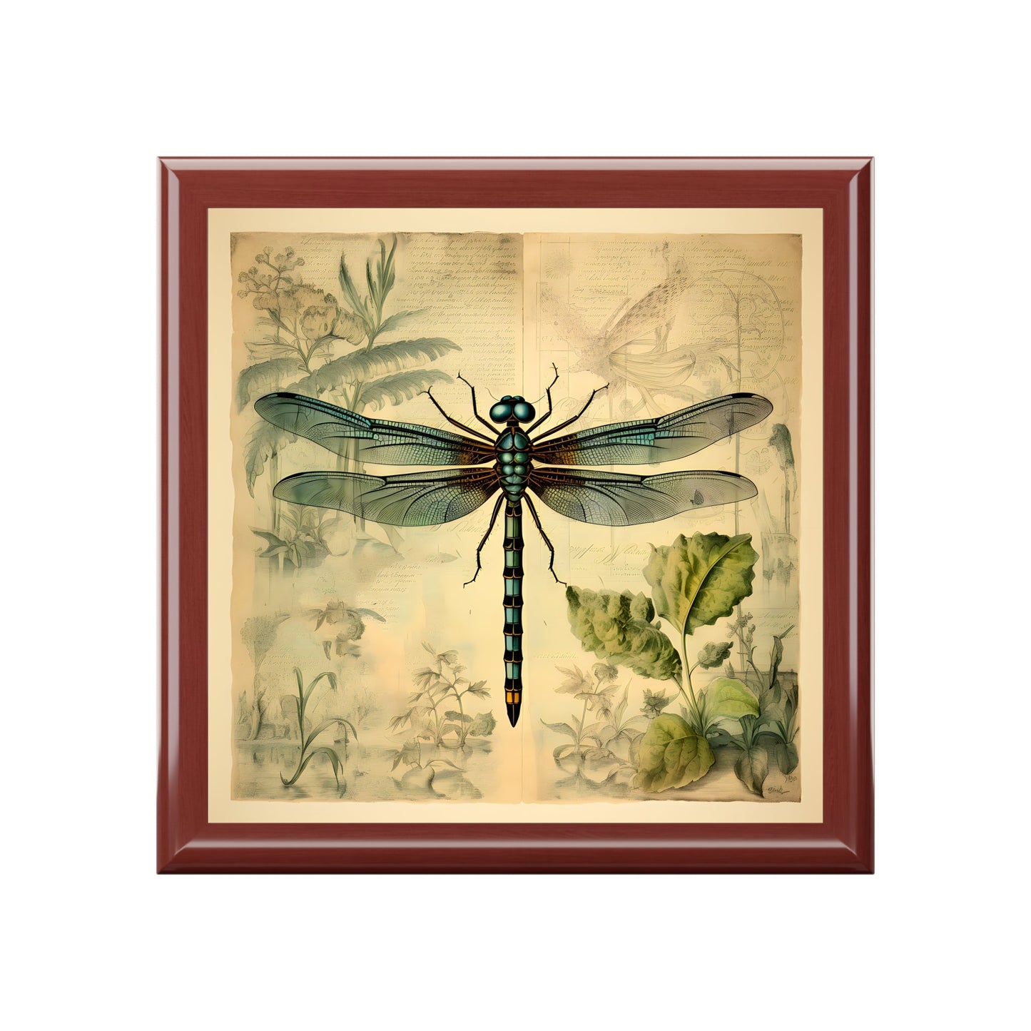 Vintage Naturalist Naturism Dragonfly Artwork Print Gift and Jewelry Box
