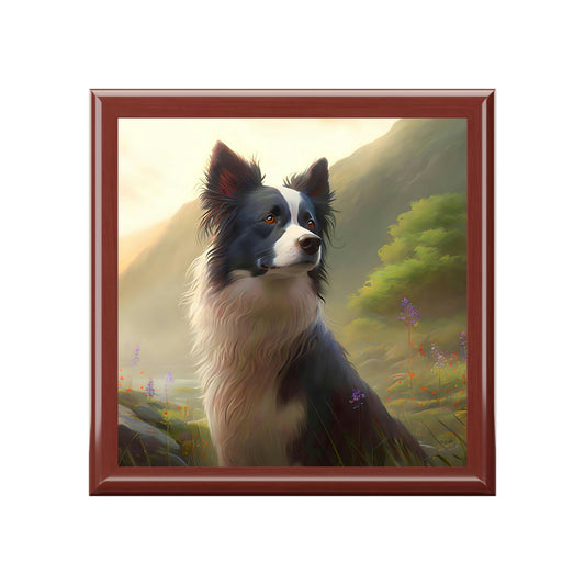 Vintage Noble Border Collie Sheep Herder Jewelry Keepsake Box - Jewelry Travel Case, Birthday Gift Mom, Bridal Party Gift, Jewelry Case, Jewelry Box Girls