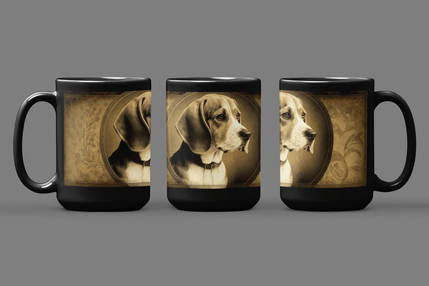 Vintage Victorian Beagle Portrait - 15 oz Coffee Mug