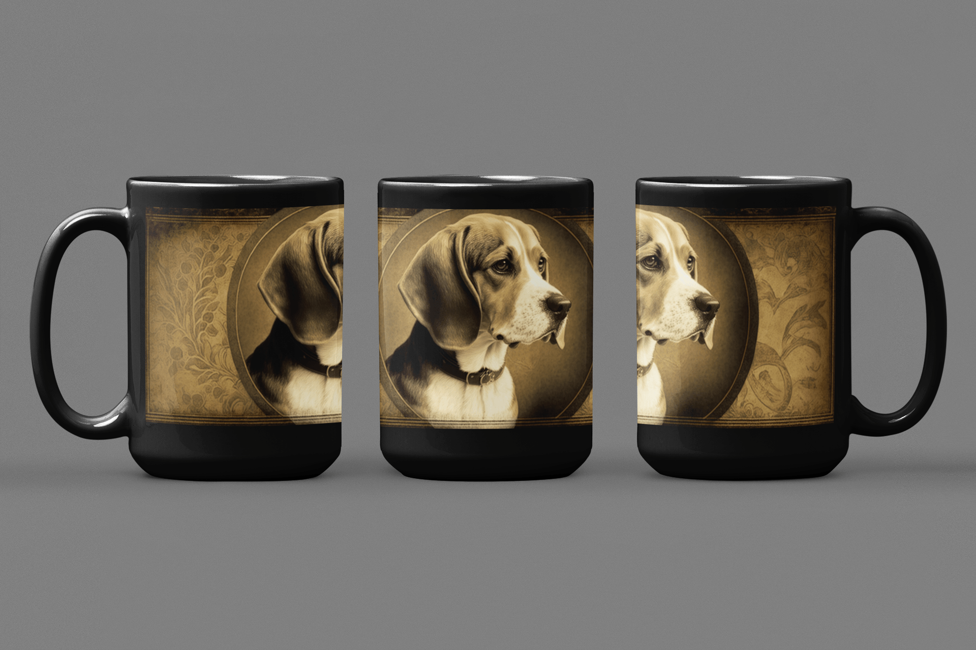 Vintage Victorian Beagle Portrait - 15 oz Coffee Mug