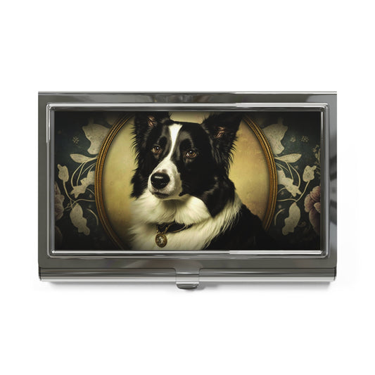Vintage Victorian Border Collie Business Card Holder