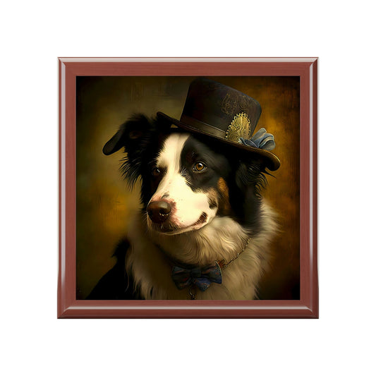 Vintage Victorian Border Collie Jewelry Keepsake Box - Jewelry Travel Case, Birthday Gift Mom, Bridal Party Gift, Jewelry Case, Jewelry Box Girls