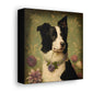Vintage Victorian Border Collie with Floral Background Frame Canvas Gallery Wraps