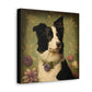 Vintage Victorian Border Collie with Floral Background Frame Canvas Gallery Wraps