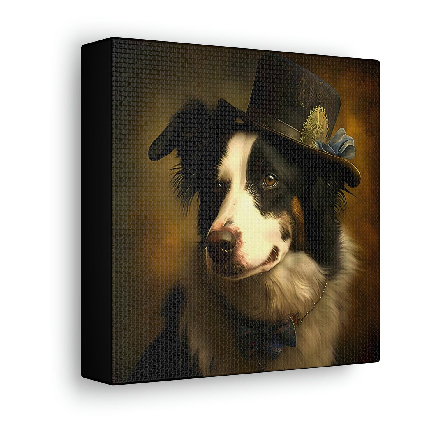 Vintage Victorian Border Collie with New Hat Frame Canvas Gallery Wraps
