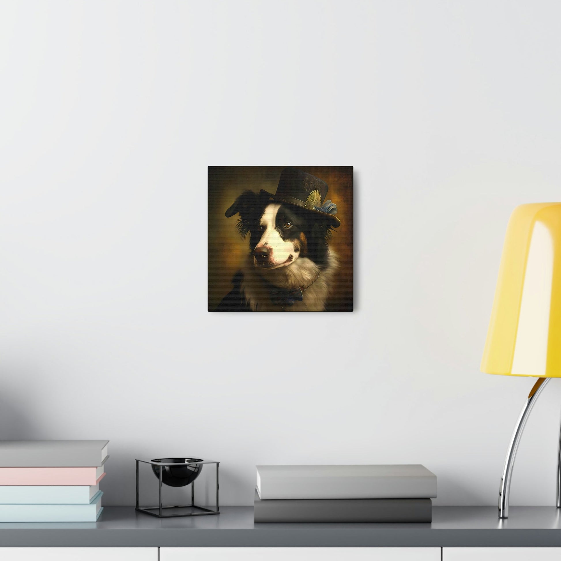 Vintage Victorian Border Collie with New Hat Frame Canvas Gallery Wraps