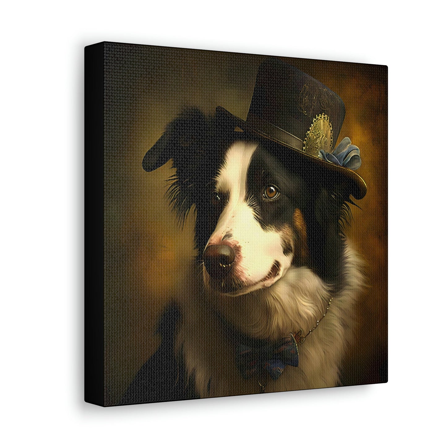 Vintage Victorian Border Collie with New Hat Frame Canvas Gallery Wraps