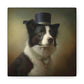 Vintage Victorian Border Collie with Tophat Portrait Frame Canvas Gallery Wraps