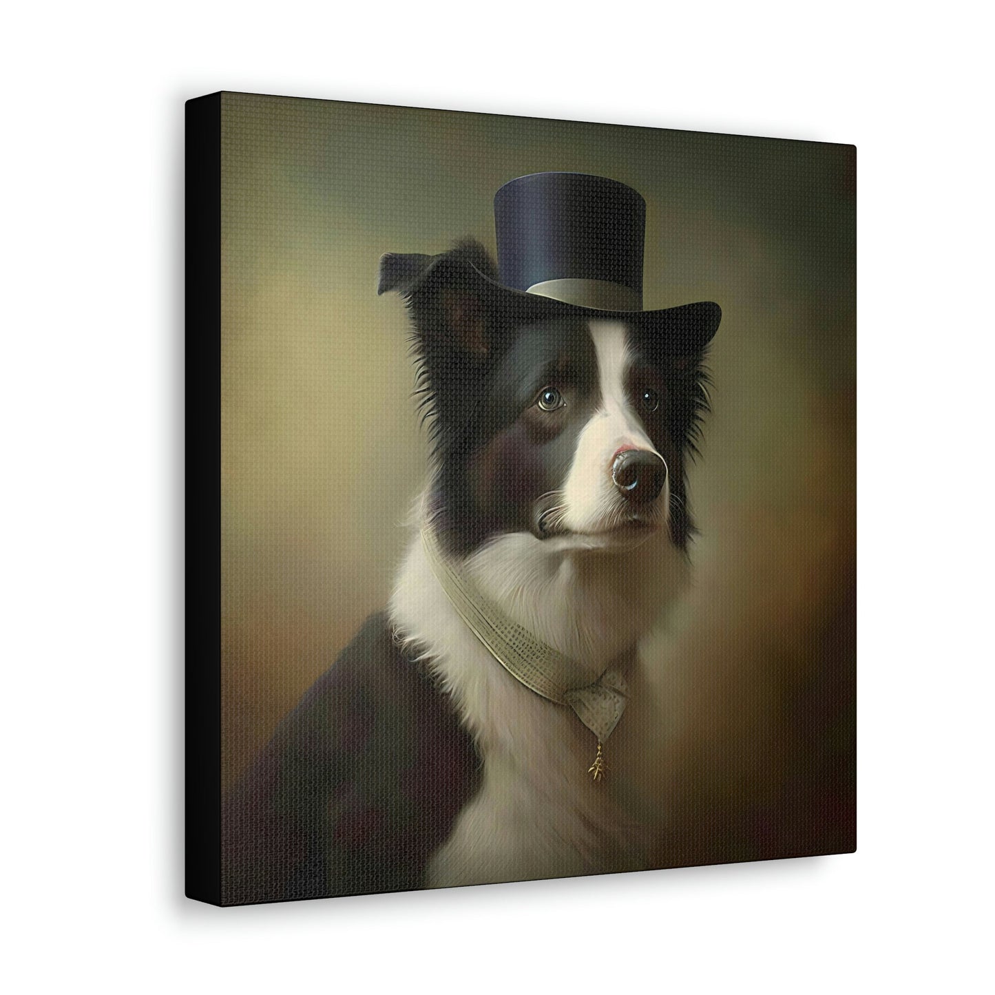 Vintage Victorian Border Collie with Tophat Portrait Frame Canvas Gallery Wraps