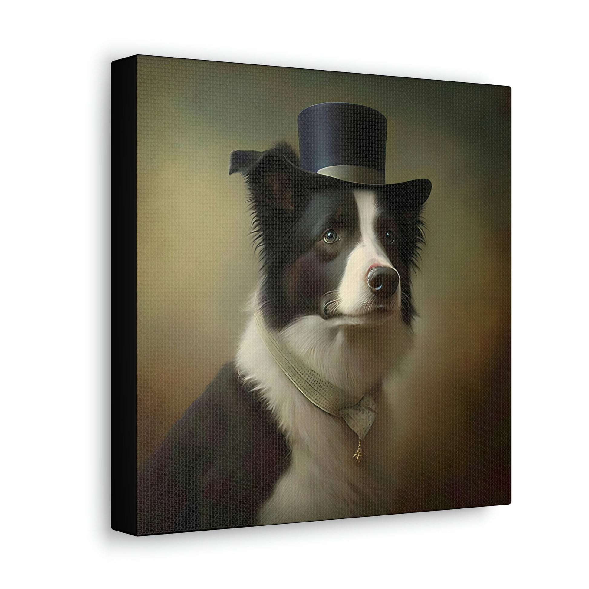 Vintage Victorian Border Collie with Tophat Portrait Frame Canvas Gallery Wraps