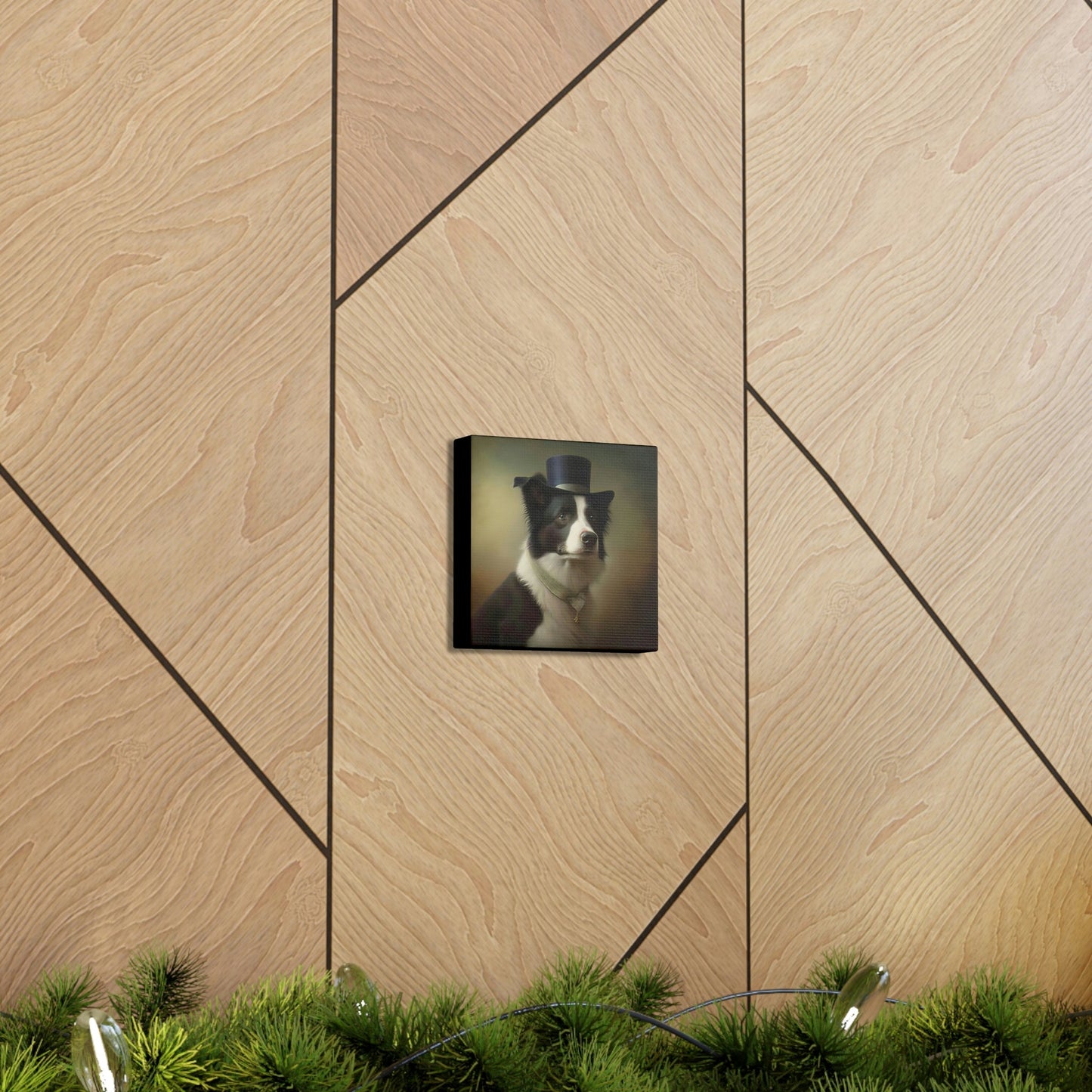 Vintage Victorian Border Collie with Tophat Portrait Frame Canvas Gallery Wraps