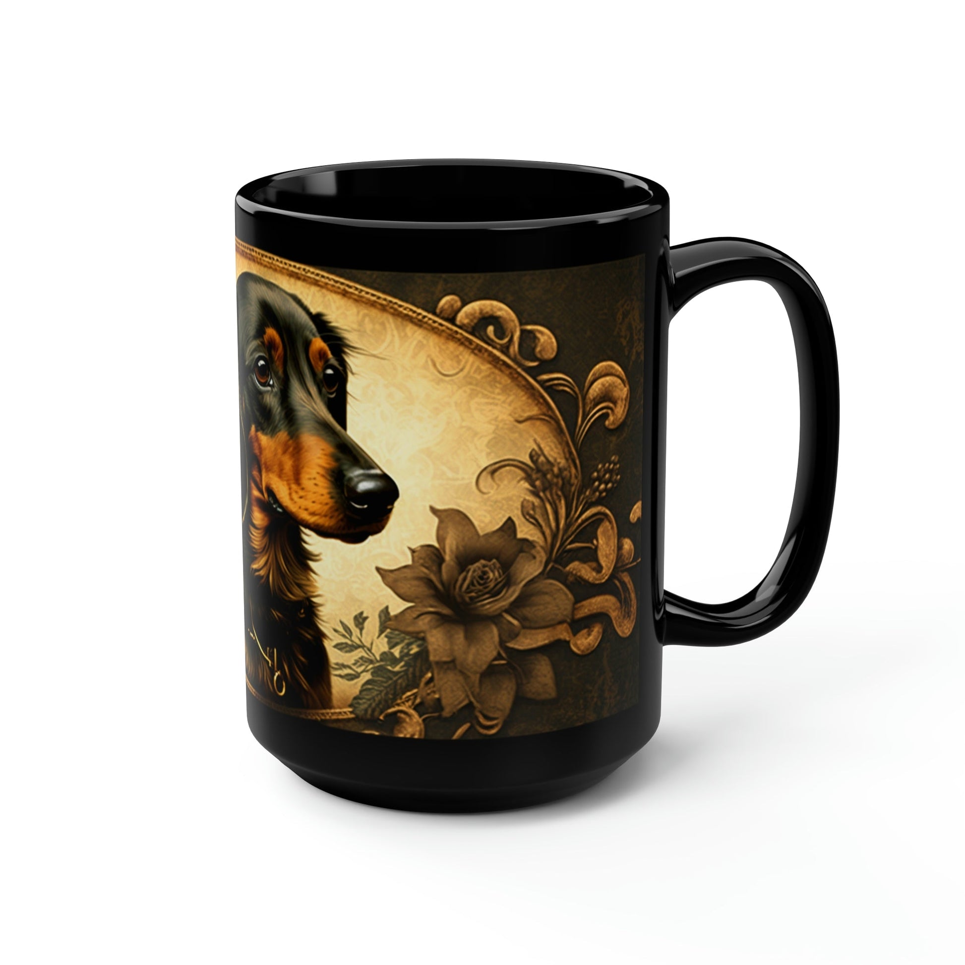 Vintage Victorian Dachshund Portrait - 15 oz Coffee Mug