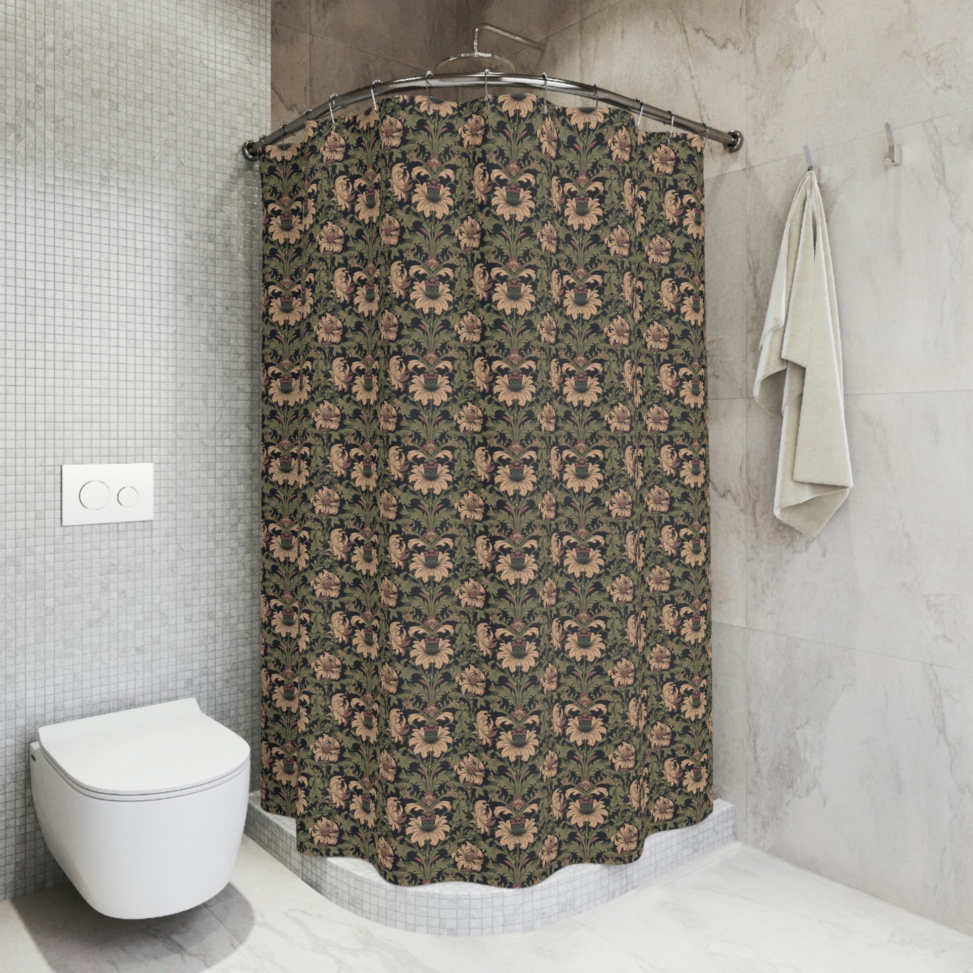 Vintage Victorian Floral Polyester Shower Curtain