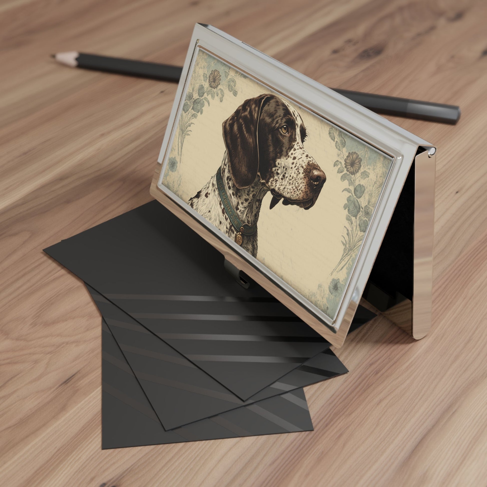 Vintage Victorian German Shorthaired Pointer Business Card Holder