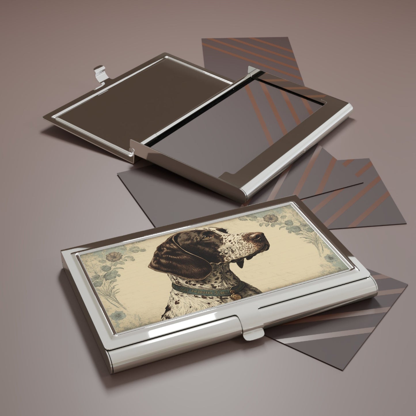 Vintage Victorian German Shorthaired Pointer Business Card Holder
