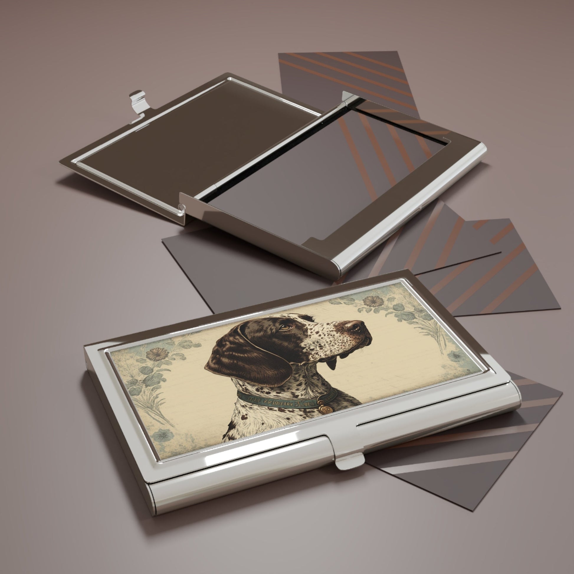 Vintage Victorian German Shorthaired Pointer Business Card Holder