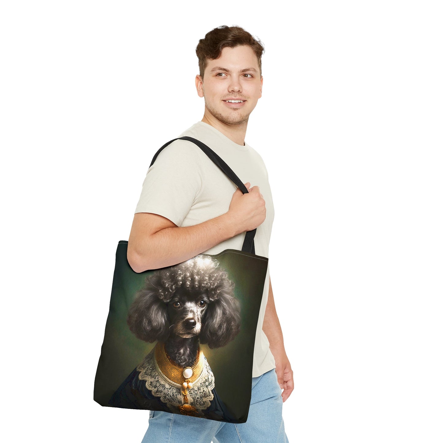 Vintage Victorian Poodle Bonnet Portrait Tote Bag