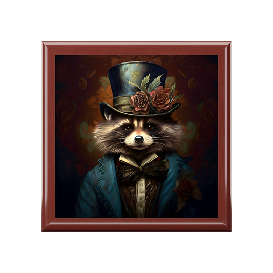 Vintage Victorian Raccoon Dandy Fine Art Print Jewelry Keepsake Trinkets Box