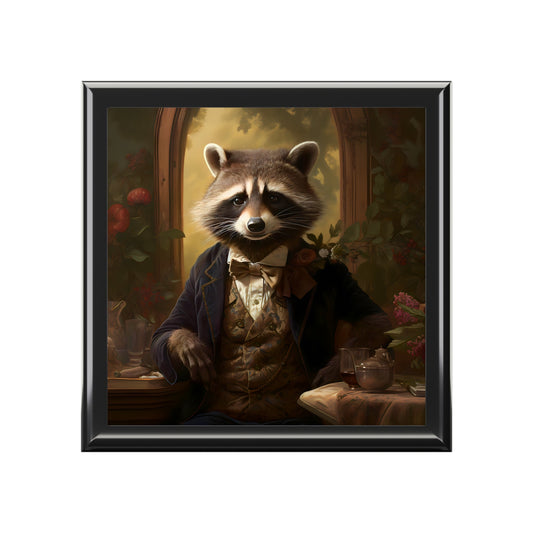 Vintage Victorian Raccoon Oil Painting Fine Art Print Jewelry Keepsake Trinkets Box