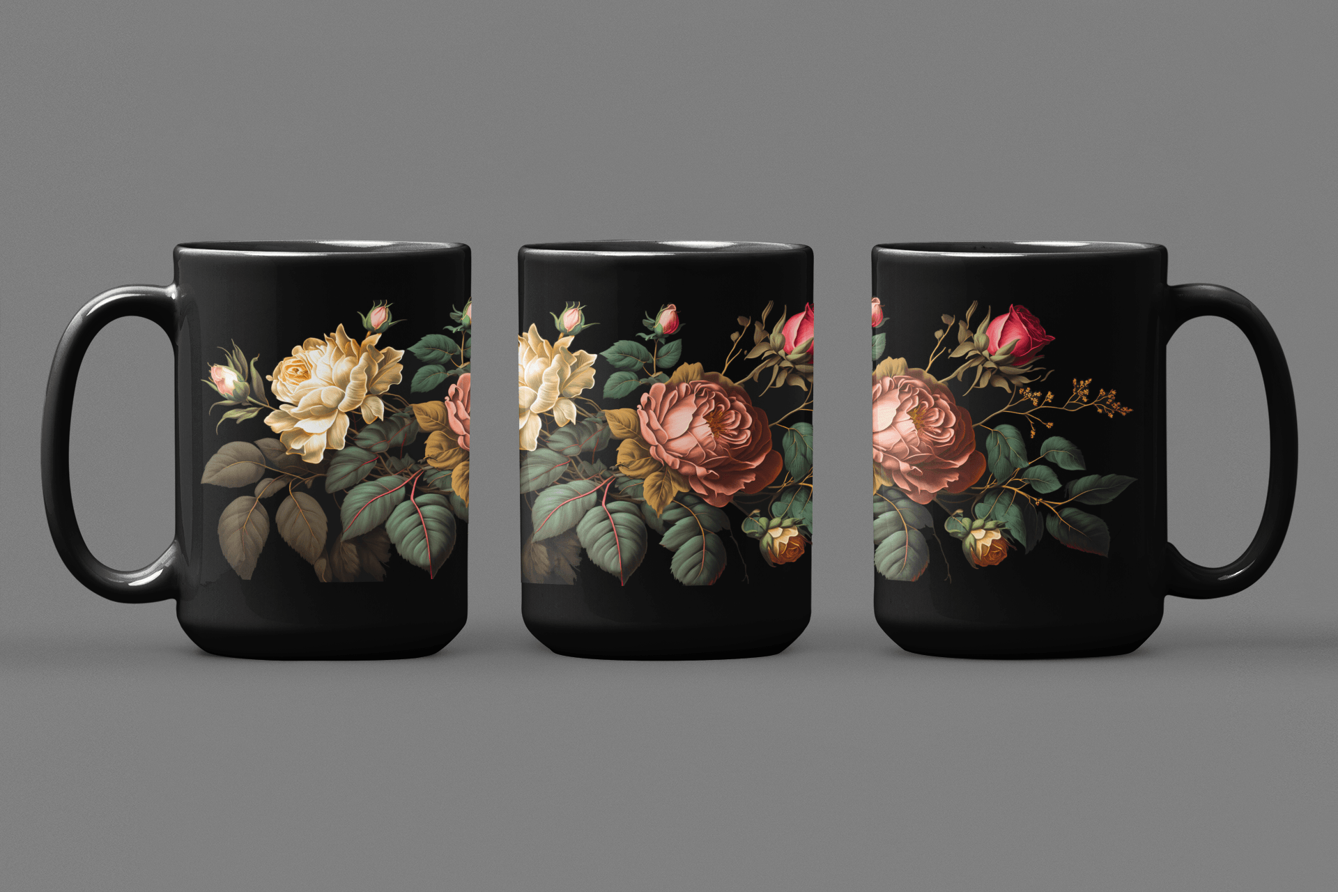 Vintage Victorian Roses 15 oz Coffee Mug