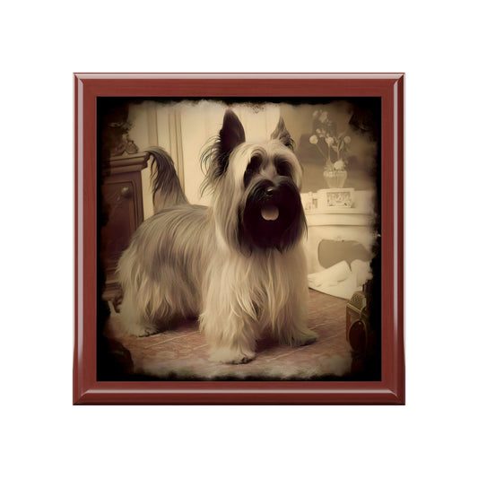 Vintage Victorian Skye Terrier- Jewelry Keepsake Box - Jewelry Travel Case, Birthday Gift Mom, Bridal Party Gift, Jewelry Case