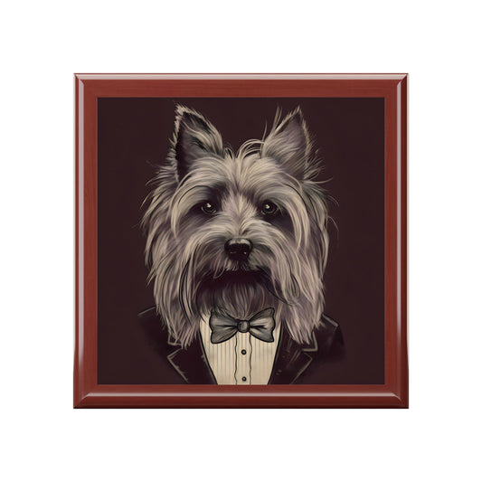 Vintage Victorian Skye Terrier Portrait - Jewelry Keepsake Box - Jewelry Travel Case, Birthday Gift Mom, Bridal Party Gift, Jewelry Case