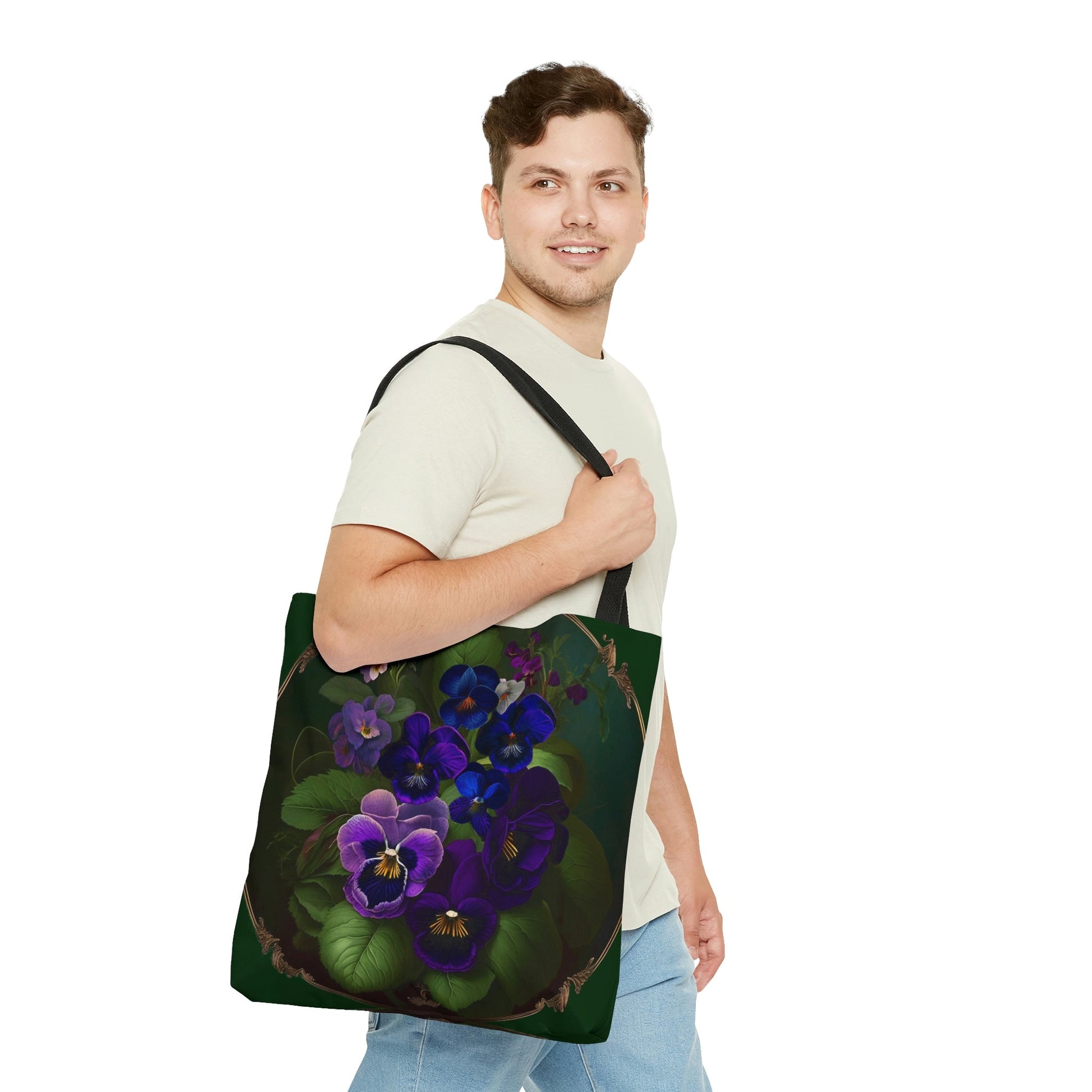 Violet Tote Bag - Beautiful Vintage Floral Design of Violets - February Birth Flower