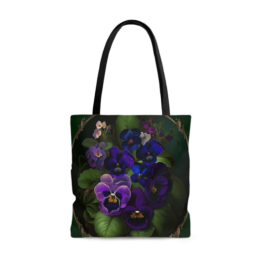 Violet Tote Bag - Beautiful Vintage Floral Design of Violets - February Birth Flower