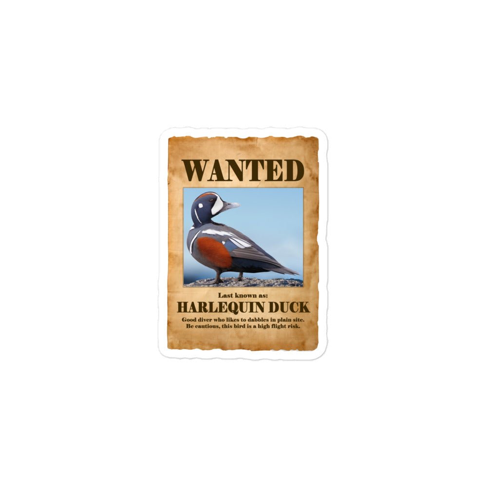 Wanted: Harlequin Duck Bubble-Free Stickers