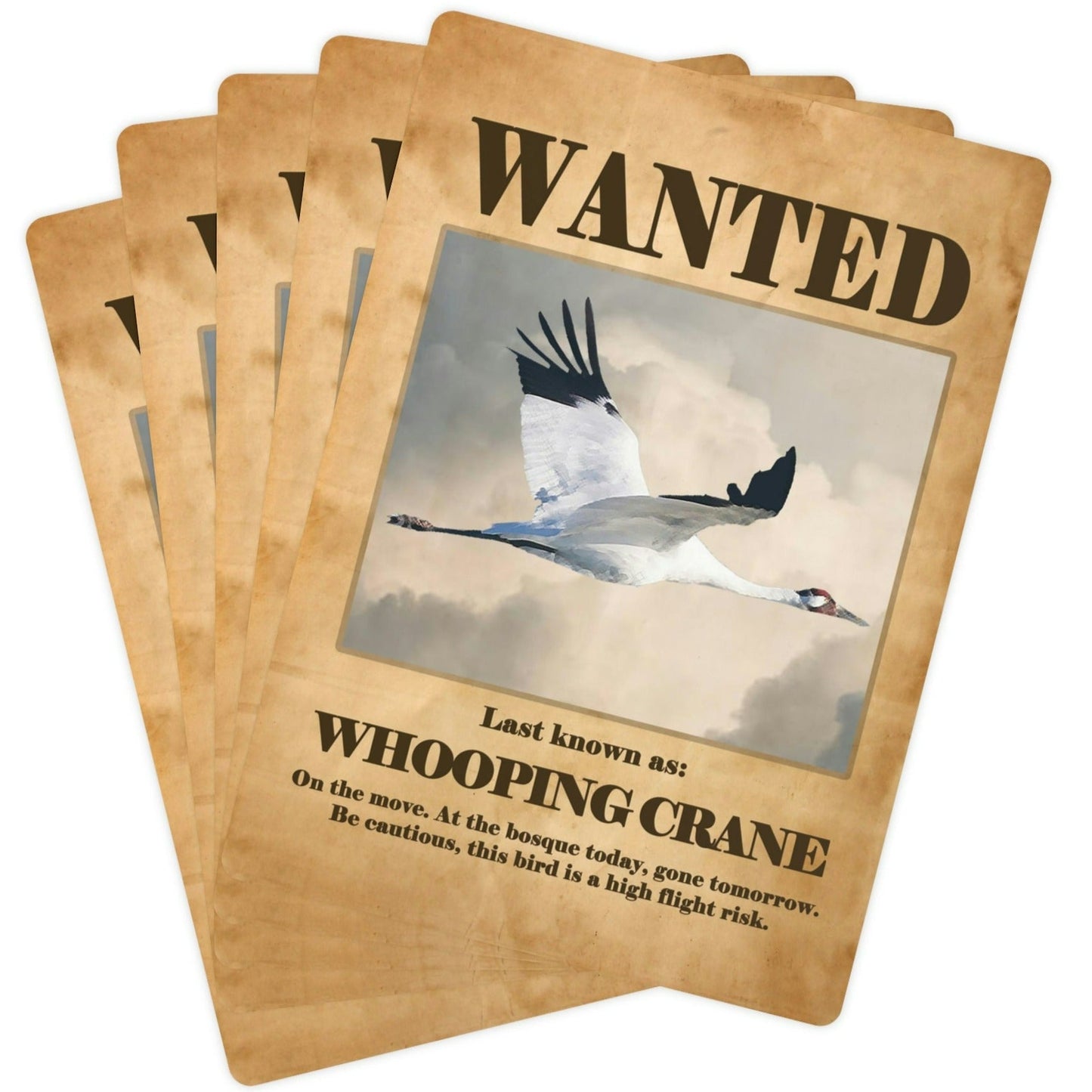 Wanted: Whooping Crane Poker Playing Cards