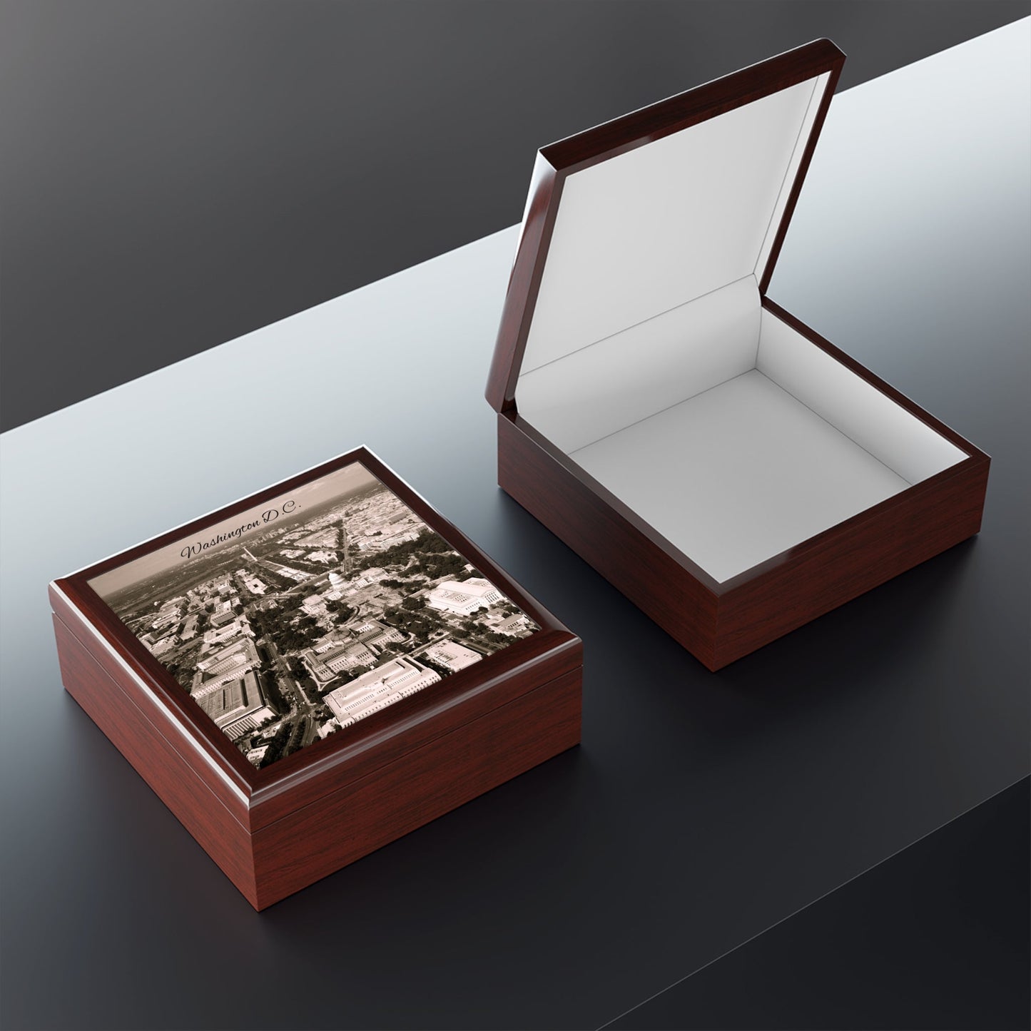 Washington D.C. Nostalgia Keepsake Jewelry Box with Ceramic Tile Cover