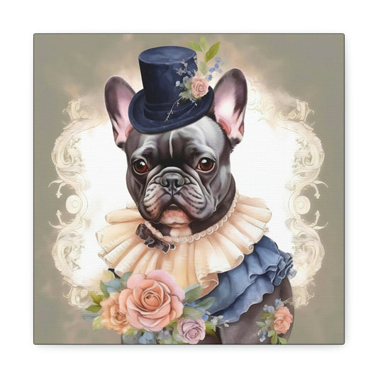 Watercolor Art Nouveau French Bulldog Canvas Gallery Wraps