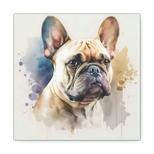 Watercolor French Bulldog Portrait Canvas Gallery Wraps