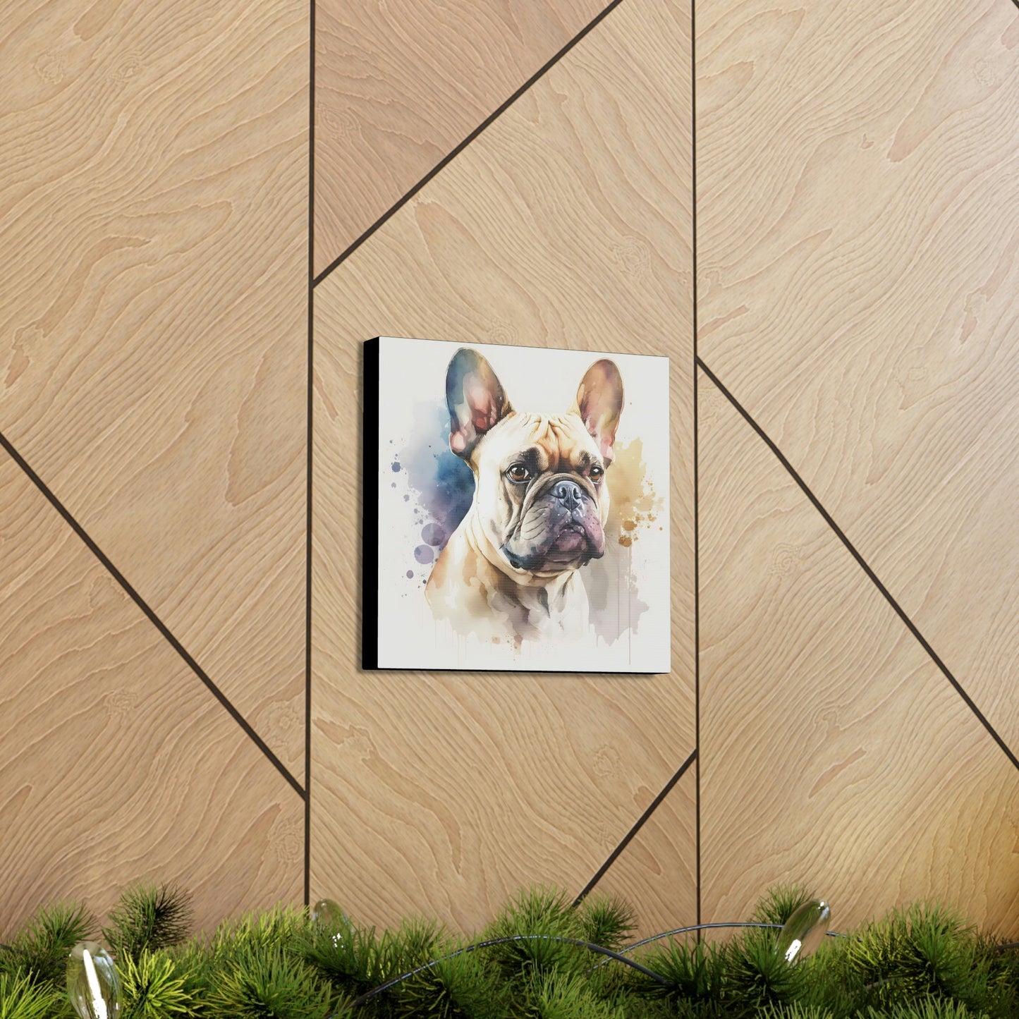 Watercolor French Bulldog Portrait Canvas Gallery Wraps
