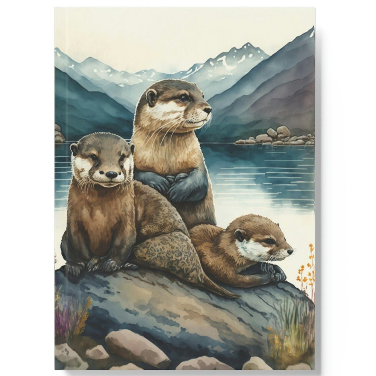 Watercolor Otter Family Hard Backed Journal