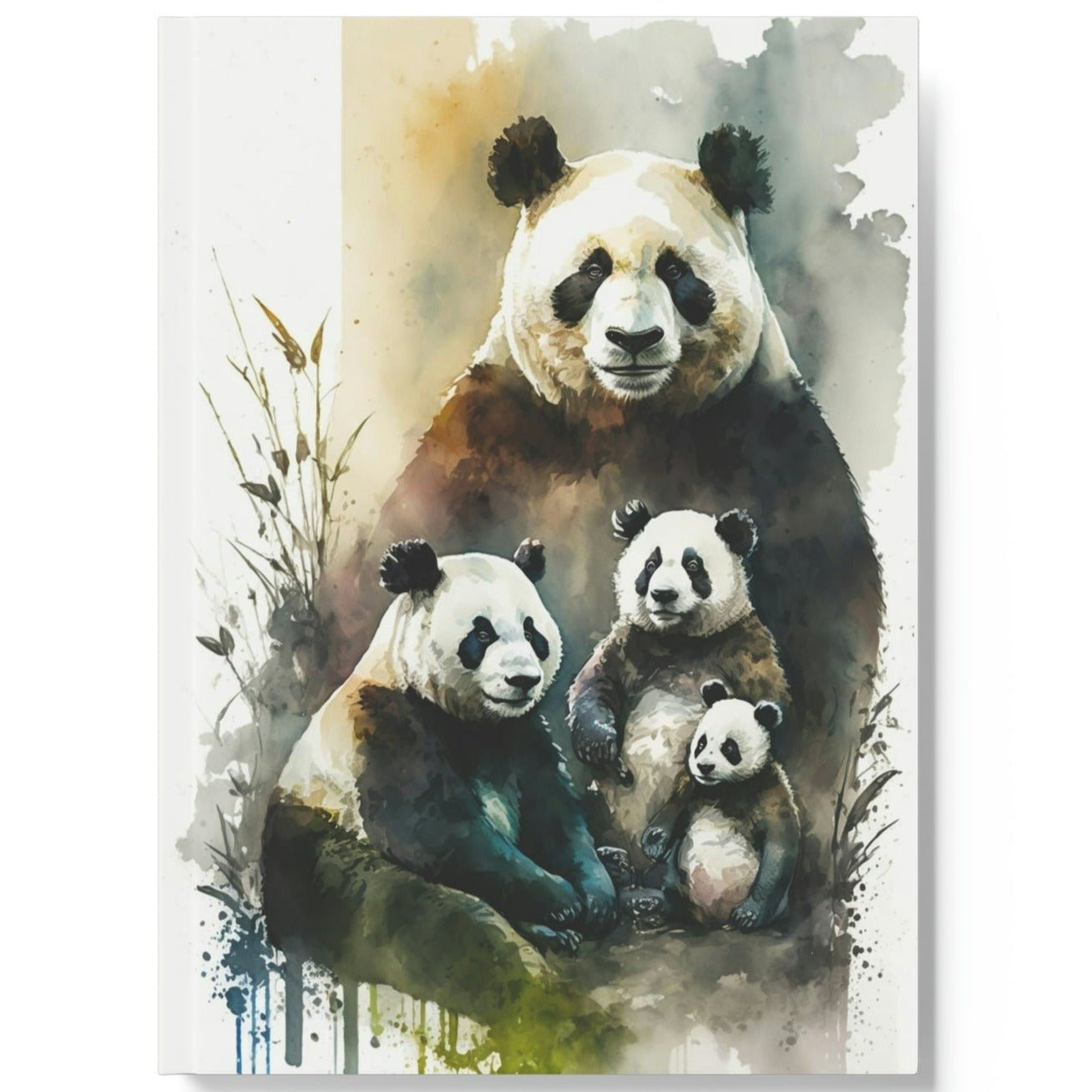 Watercolor Panda Bear Family Hard Backed Journal