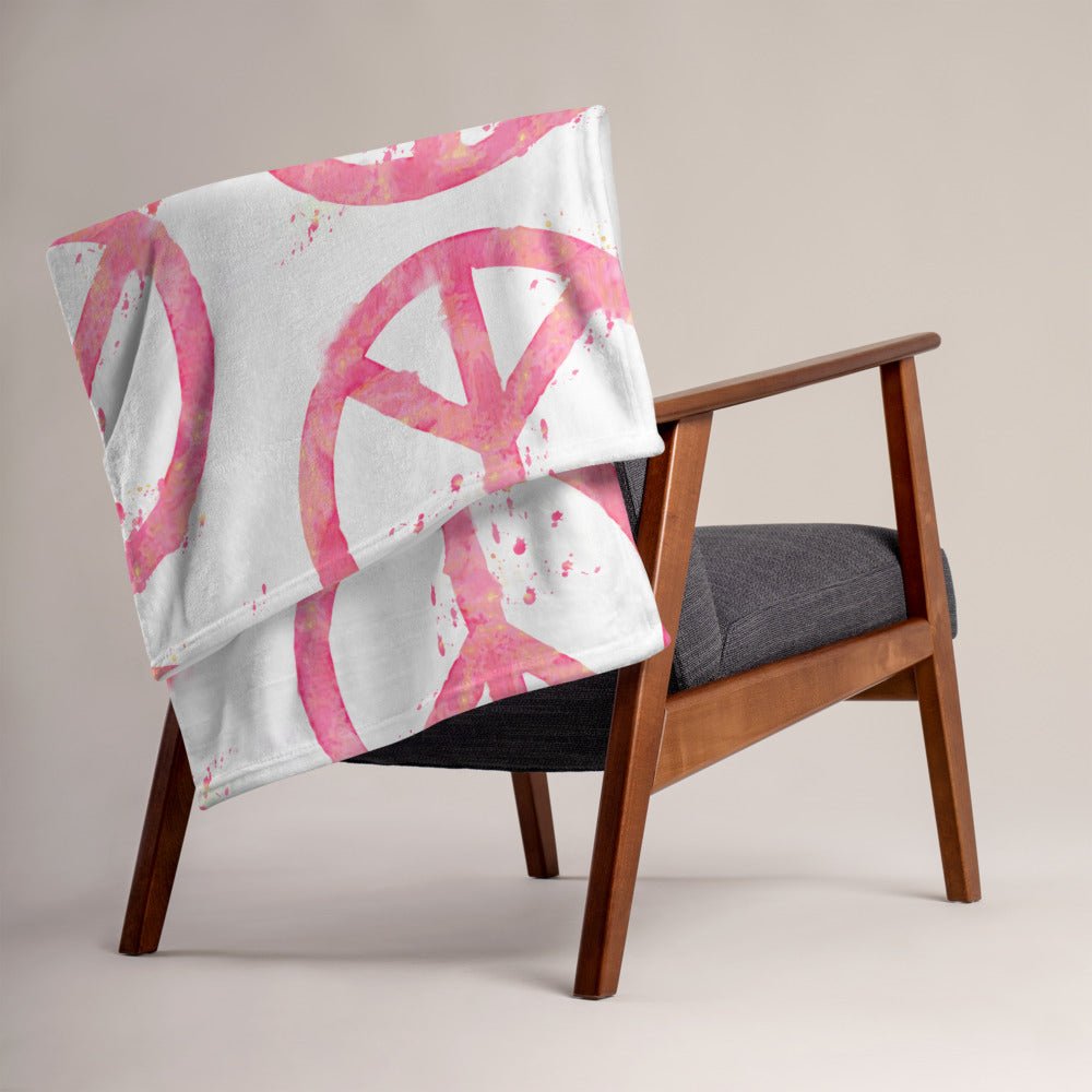 Watercolor Peace Sign Throw Blanket