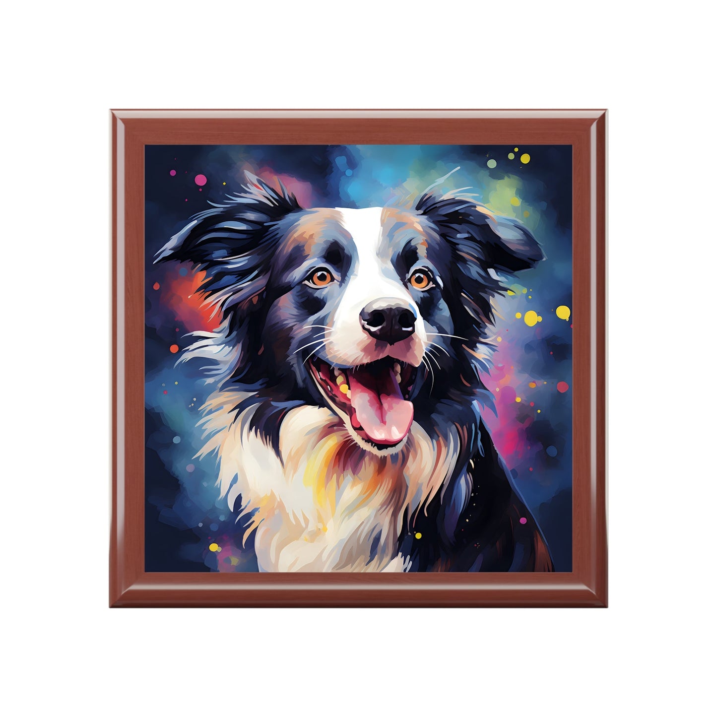 Whimsical Border Collie Art Print Gift and Jewelry Box