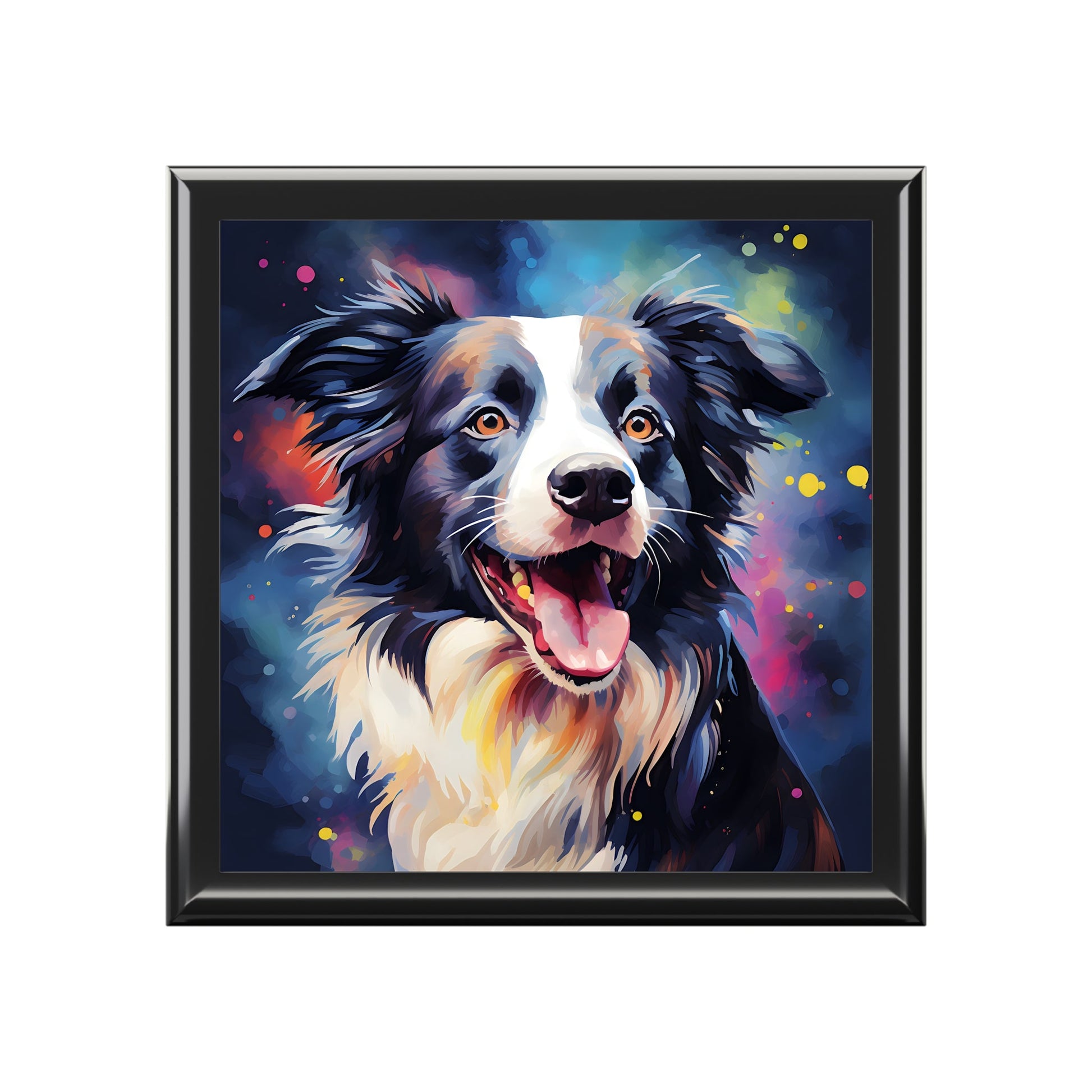 Whimsical Border Collie Art Print Gift and Jewelry Box