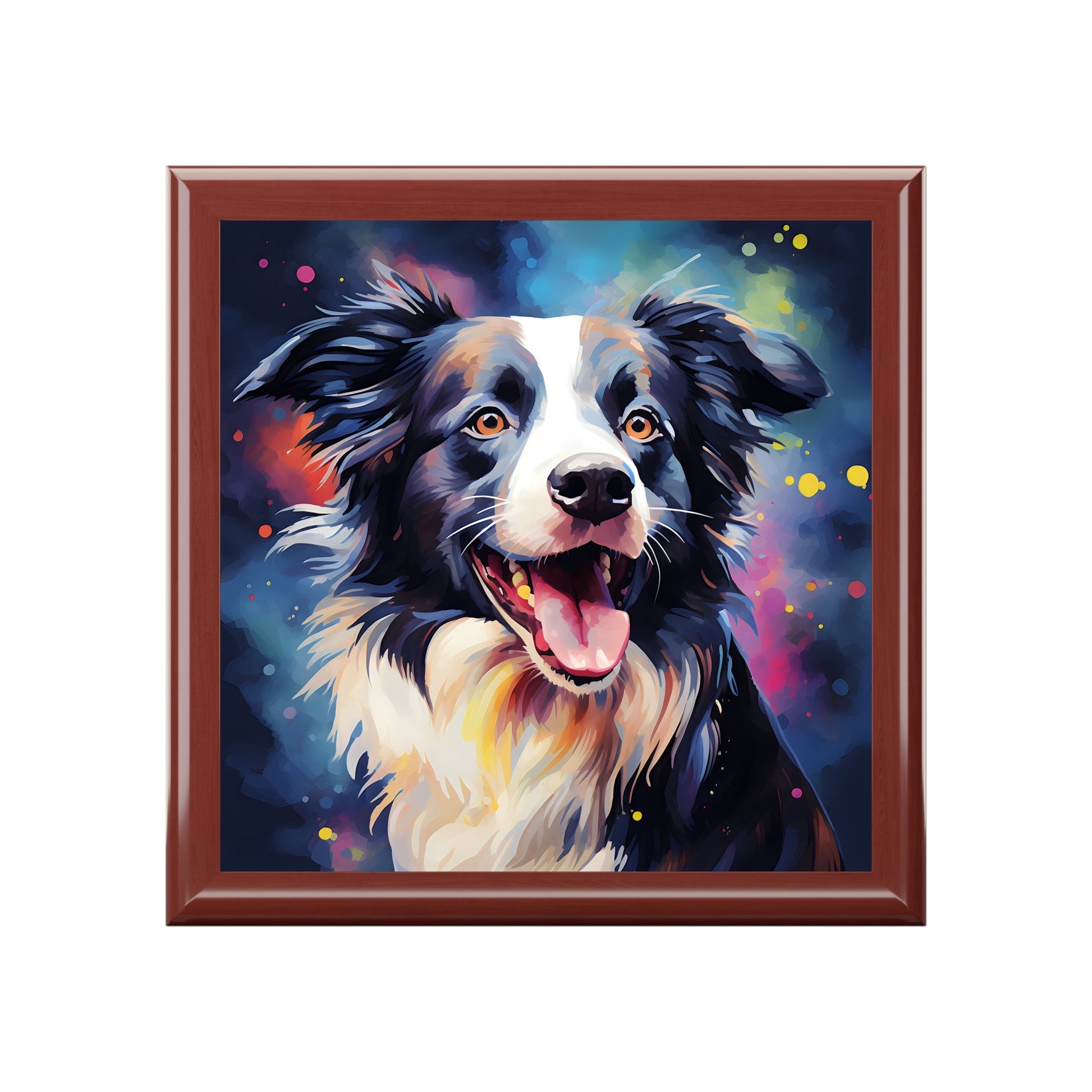 Whimsical Border Collie Art Print Gift and Jewelry Box