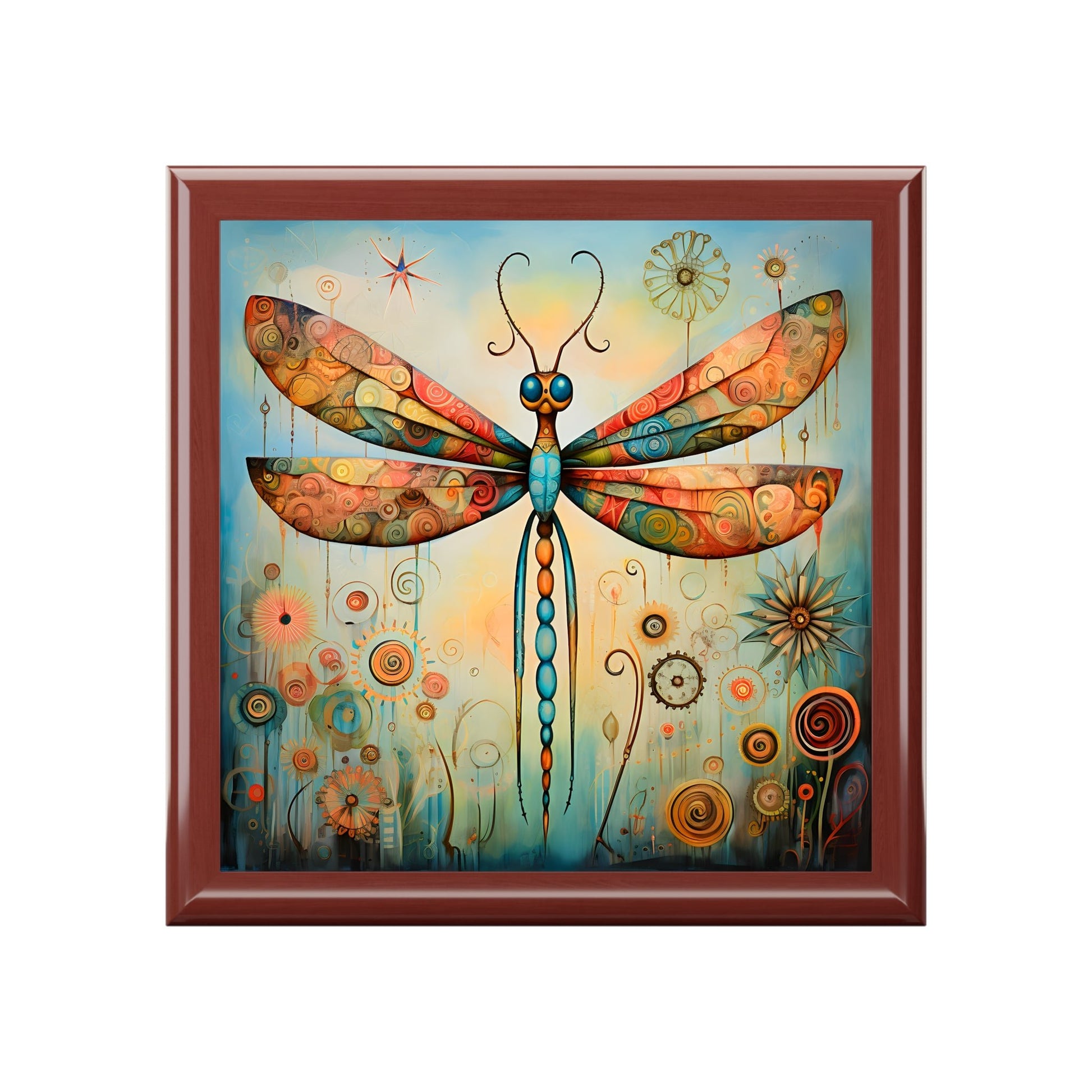 Whimsical Dragonfly Artwork Print Gift and Jewelry Box