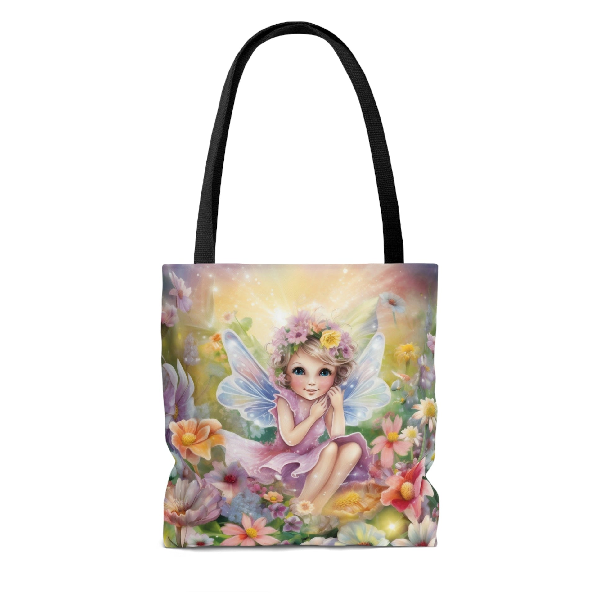 Whimsical Fairycore Tote Bag - Cute Cottagecore Totebag with Fairy in Flower Garden