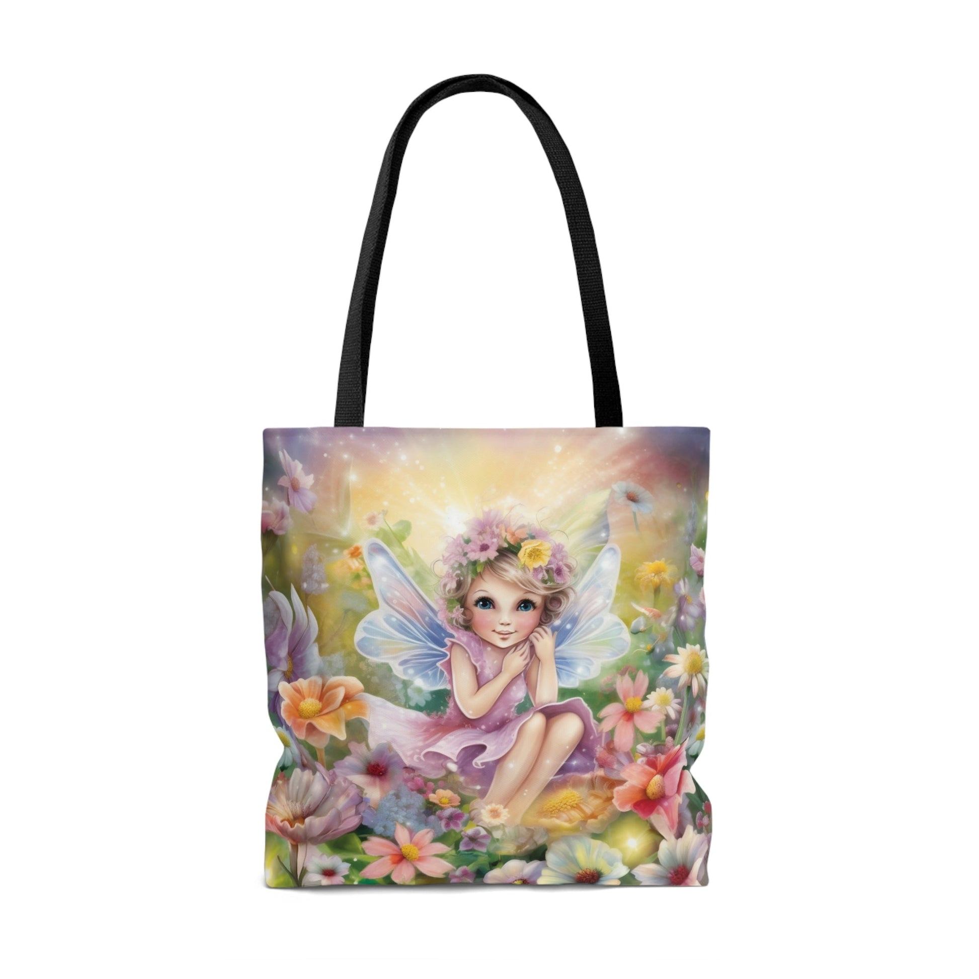 Whimsical Fairycore Tote Bag - Cute Cottagecore Totebag with Fairy in Flower Garden