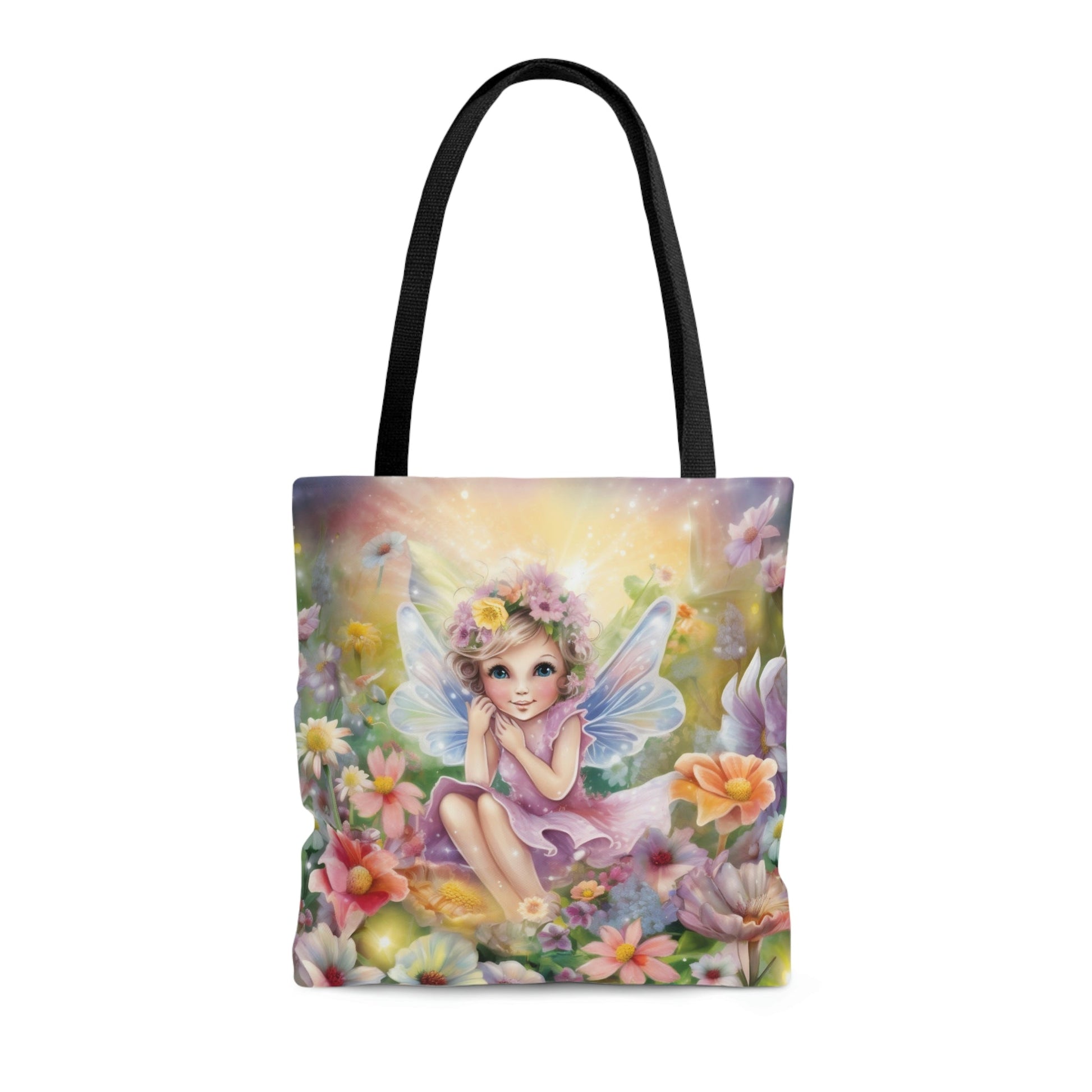 Whimsical Fairycore Tote Bag - Cute Cottagecore Totebag with Fairy in Flower Garden