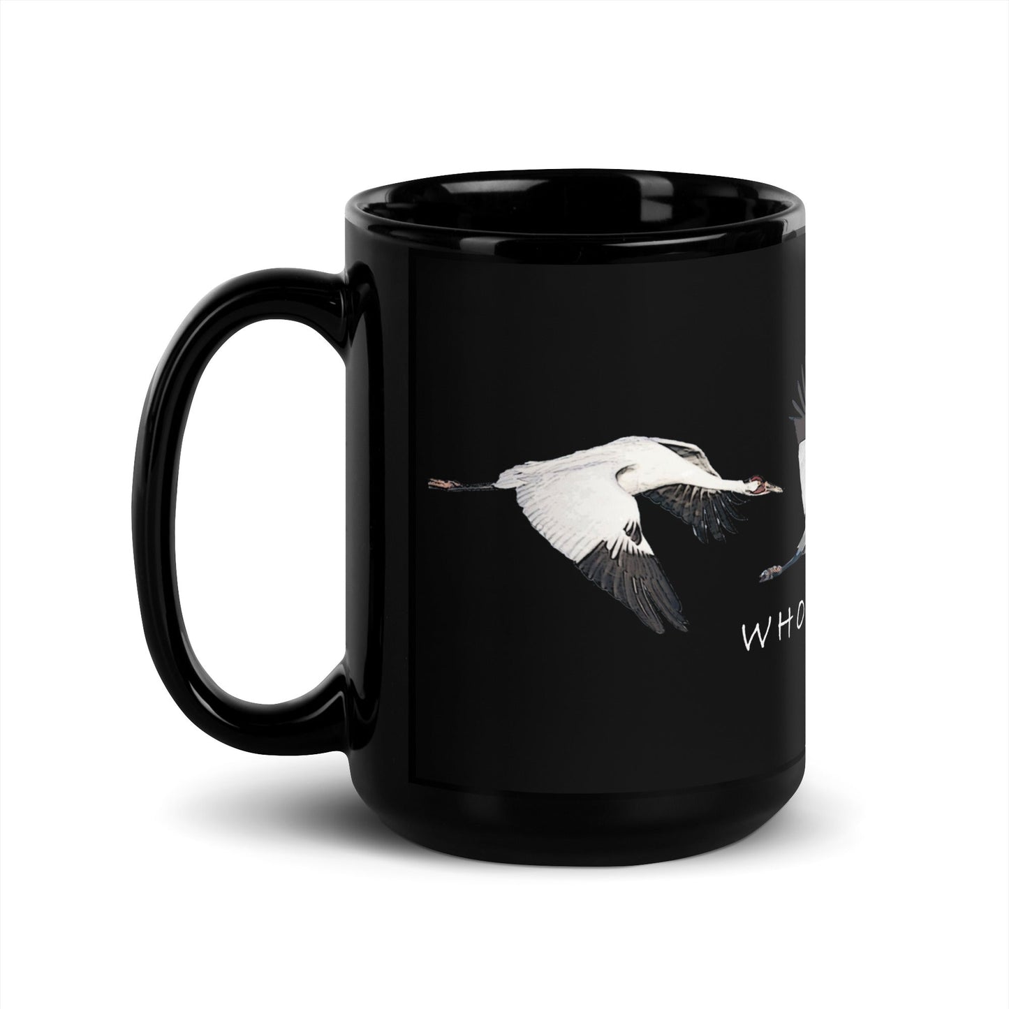 Whoop Whoop Whooping Crane Black Glossy Mug